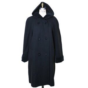 VINTAGE 80's Donny Brook Black Velvet/Wool Hooded Coat